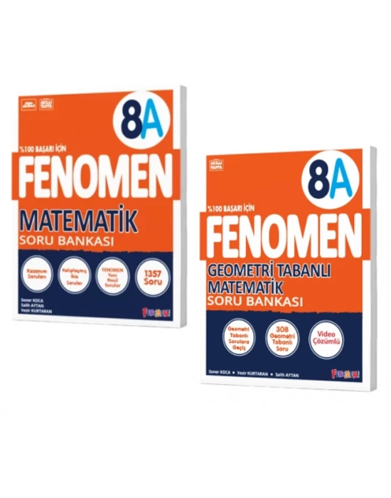 FENOMEN YAYINLARI 8. SINIF Matematik A Soru Bankası + Geometri Tabanlı Matematik Soru Bankası