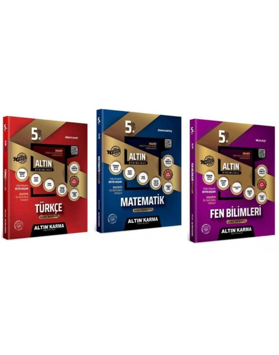 Altın Karma Yayınları 5. Sınıf Türkçe + Matematik + Fen Bilimleri Altın Etkinlikli Kazanım Soru Bankası