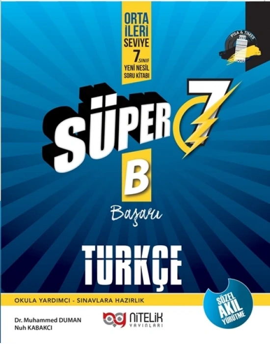 NİTELİK YAYINLARI 7. Sınıf Süper B ( Başarı) Türkçe Soru Bankası