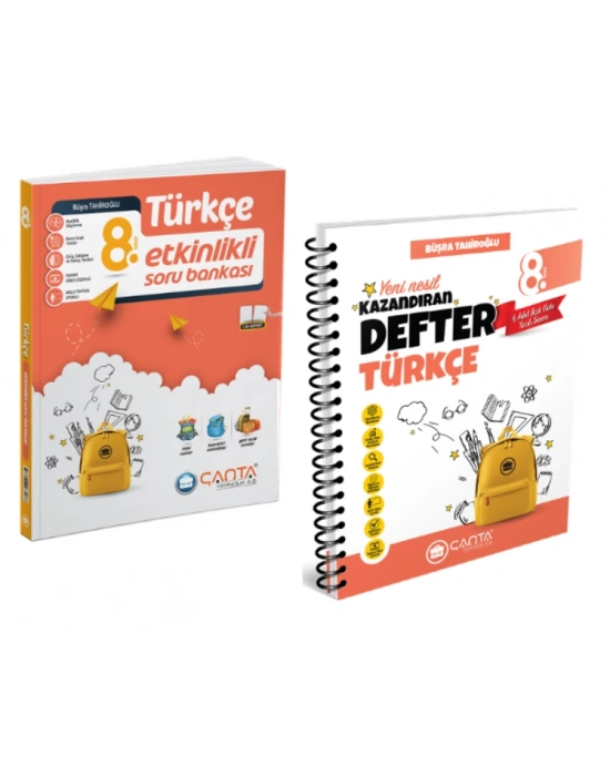 Çanta Yayınları 8. Sınıf Türkçe Etkinlikli Soru Bankası + Okula Yardımcı Kazandıran Defter