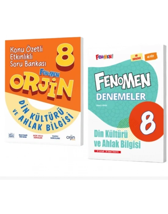 FENOMEN YAYINLAR Orjin 8 Din Kültürü ve Ahlak Bilgisi Konu Özetli Etkinlikli Soru Bankası + Denemeler