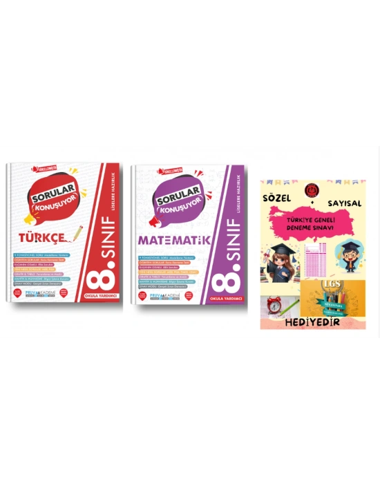PRUVA AKADEMİ 8. SINIF SORULAR KONUŞUYOR TÜRKÇE + MATEMATİK SORU BANKASI + HEDİYELİDİR