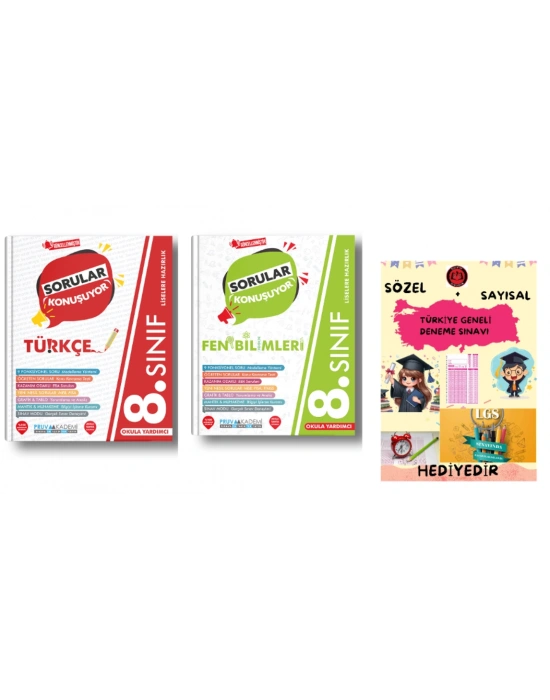 PRUVA AKADEMİ 8. SINIF SORULAR KONUŞUYOR TÜRKÇE + FEN BİLİMLERİ SORU BANKASI + HEDİYELİDİR