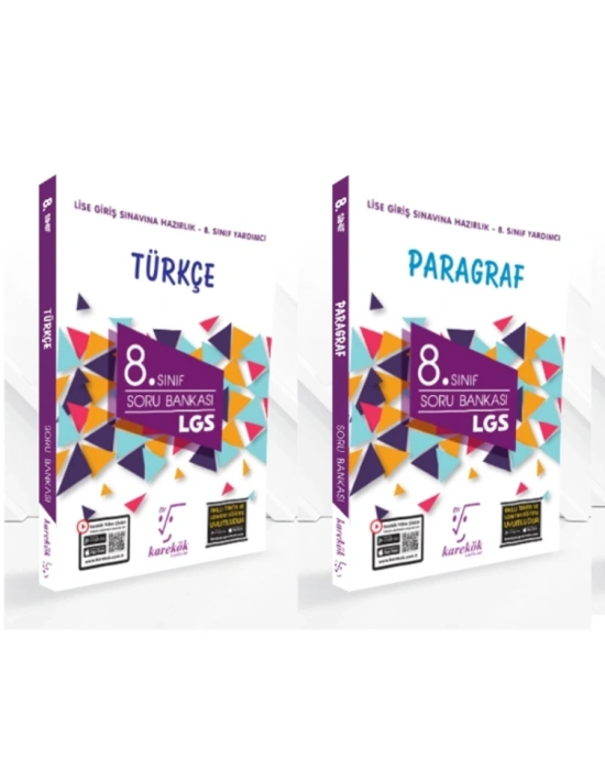KARE KÖK YAYINLARI LGS 8.SINIF TÜRKÇE SORU BANKASI + PARAGRAF SORU BANKASI