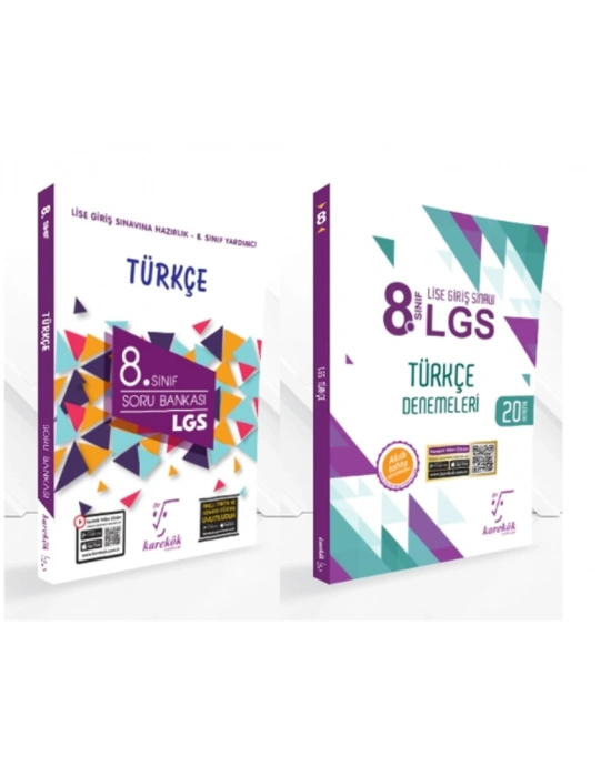 KARE KÖK YAYINLARI LGS 8.SINIF TÜRKÇE SORU BANKASI +TÜRKÇE 20li DENEME KİTABI