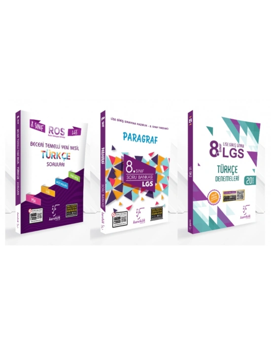 KARE KÖK YAYINLARI LGS 8.SINIFTÜRKÇE BECERİ TEMELLİ SORU BANKASI + PARAGRAF SORU BANKASI + TÜRKÇE 20li DENEME KİTABI