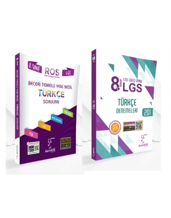 KARE KÖK YAYINLARI LGS 8.SINIF TÜRKÇE BECERİ TEMELLİ SORU BANKASI + TÜRKÇE 20li DENEME KİTABI