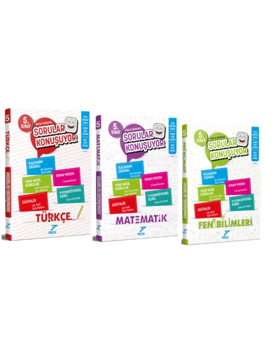 PRUVA AKADEMİ YAYINLARI 5.SINIF SORULAR KONUŞUYOR TÜRKÇE-MATEMATİK-FEN BİLİMLERİ SORU BANKASI
