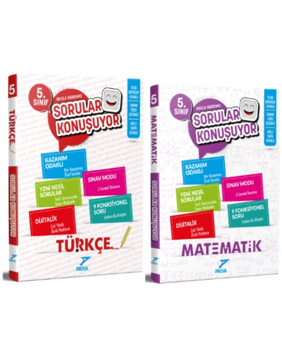 PRUVA AKADEMİ YAYINLARI 5.SINIF SORULAR KONUŞUYOR TÜRKÇE-MATEMATİK SORU BANKASI