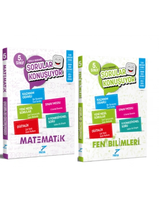 PRUVA AKADEMİ YAYINLARI 5.SINIF SORULAR KONUŞUYOR MATEMATİK-FEN BİLİMLERİ SORU BANKASI