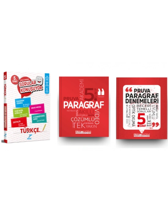 PRUVA AKADEMİ YAYINLARI 5.SINIF TÜRKÇE SORULAR KONUŞUYOR+PARAGRAF SORU BANKASI+PARAGRAF DENEME
