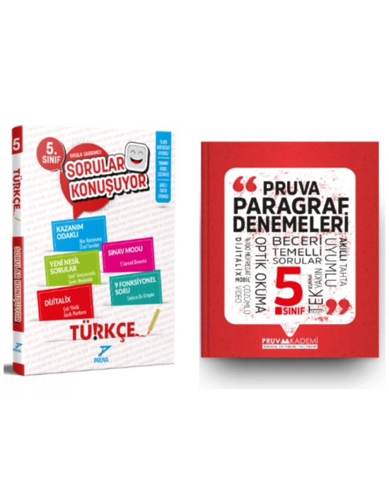 PRUVA AKADEMİ YAYINLARI 5.SINIF TÜRKÇE SORULAR KONUŞUYOR+PARAGRAF DENEME