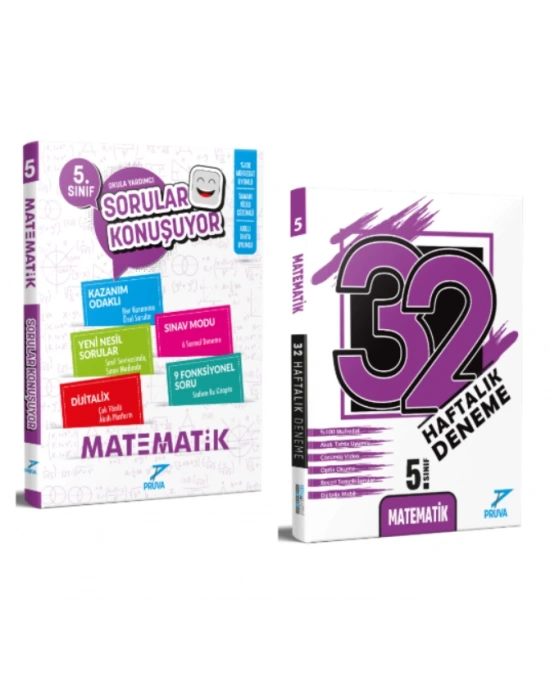 PRUVA AKADEMİ YAYINLARI 5.SINIF+MATEMATİK SORULAR KONUŞUYOR+32 HAFTA MATEMATİK DENEME