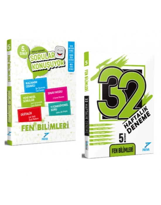 PRUVA AKADEMİ YAYINLARI 5.SINIF+FEN BİLİMLERİ SORULAR KONUŞUYOR+32 HAFTA FEN BİLİMLERİ DENEME