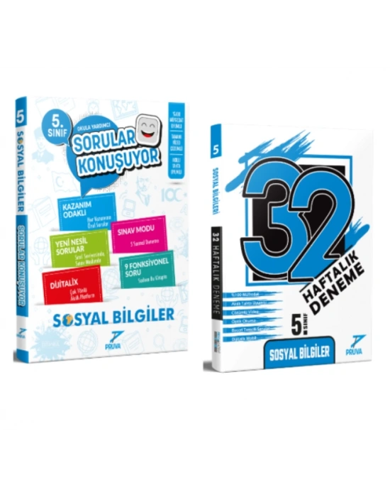PRUVA AKADEMİ YAYINLARI 5.SINIF+SOSYAL BİLGİLER SORULAR KONUŞUYOR+32 HAFTA SOSYAL BİLGİLER DENEME