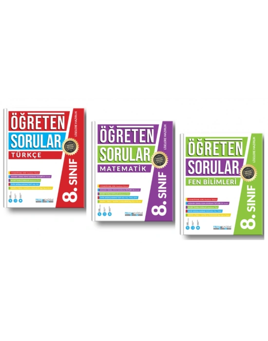 PRUVA AKADEMİ YAYINLARI 8.SINIF ÖĞRETEN SORULAR TÜRKÇE + MATEMATİK + FEN BİLİMLERİ