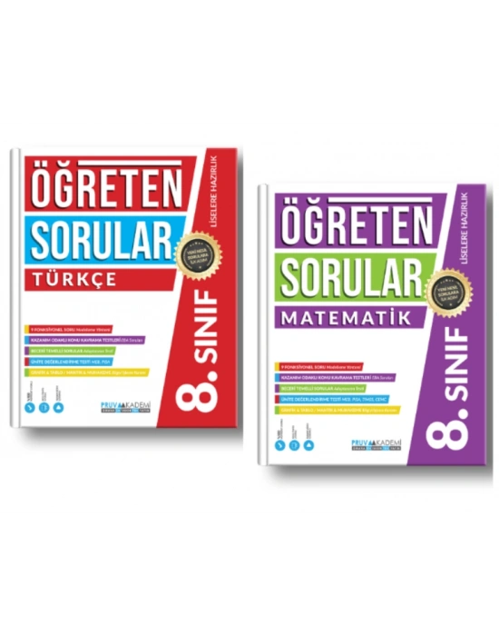 PRUVA AKADEMİ YAYINLARI 8.SINIF ÖĞRETEN SORULAR TÜRKÇE + MATEMATİK