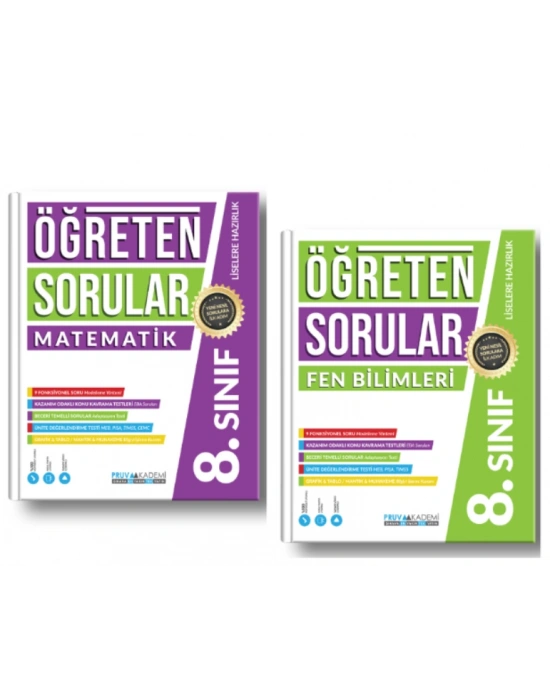 PRUVA AKADEMİ YAYINLARI 8.SINIF ÖĞRETEN SORULAR MATEMATİK + FEN BİLİMLERİ