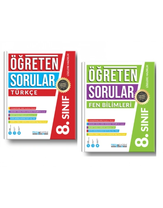 PRUVA AKADEMİ YAYINLARI 8.SINIF ÖĞRETEN SORULAR TÜRKÇE + FEN BİLİMLERİ