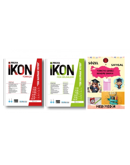 PRUVA AKADEMİ YAYINLARI 8.SINIF İKON ETKİNLİKLİ SORU BANKASI TÜRKÇE + FEN BİLİMLERİ +HEDİYELİ