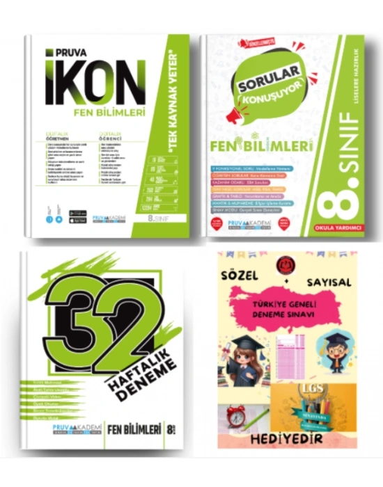 PRUVA AKADEMİ YAYINLARI 8.SINIF FEN BİLİMLERİ İKON SORU BANKASI+32 HAFTA FEN BİLİMLERİ DENEME+FEN BİLİMLERİ SORULAR KONUŞUYOR+HEDİYE