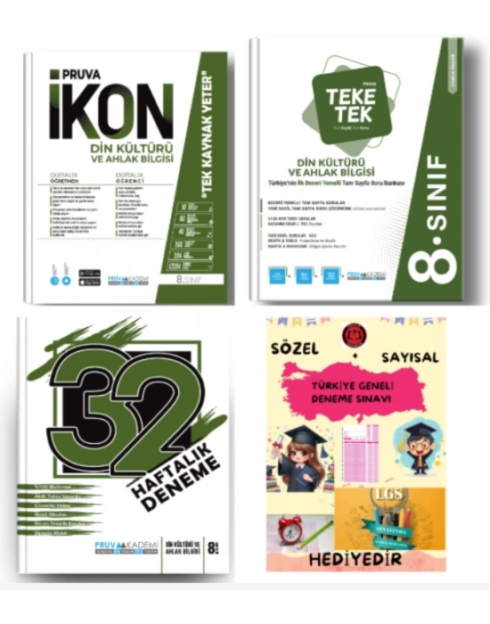PRUVA AKADEMİ YAYINLARI 8.SINIF DİN KÜLTÜRÜ İKON SORU BANKASI+32 HAFTA DİN KÜLTÜRÜ DENEME+DİN KÜLTÜRÜ TEKE TEK+HEDİYE