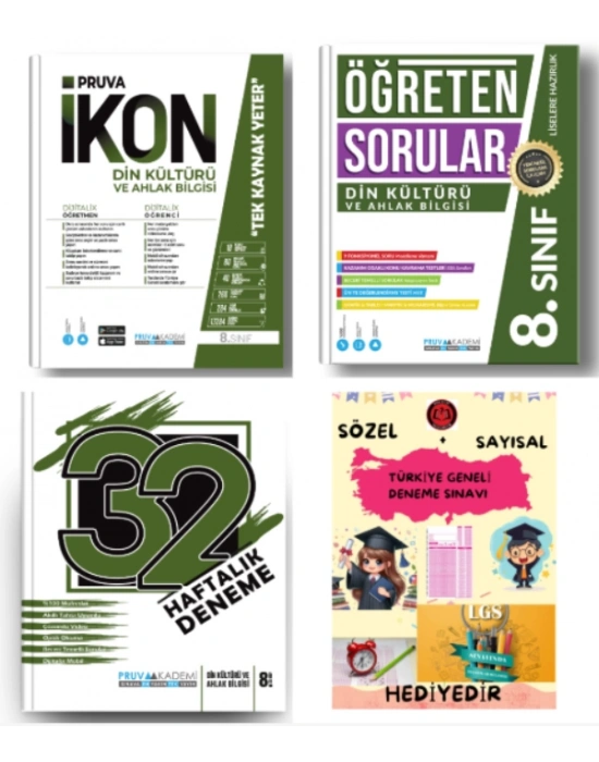 PRUVA AKADEMİ YAYINLARI 8.SINIF DİN KÜLTÜRÜ İKON SORU BANKASI+32 HAFTA DİN KÜLTÜRÜ DENEME+DİN KÜLTÜRÜ ÖĞRETEN SORULAR+HEDİYE