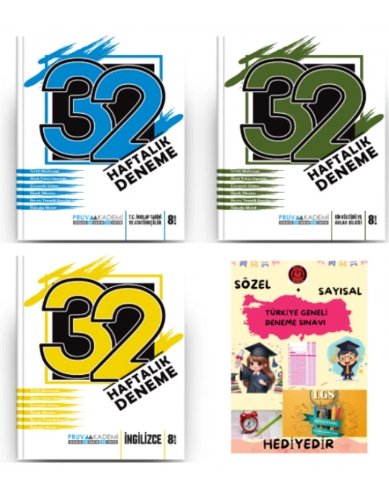 PRUVA AKADEMİ YAYINLARI 8.SINIF 32 HAFTA İNKİLAP TARİHİ+DİN KÜLTÜRÜ +İNGİLİZCE DENEME + HEDİYE