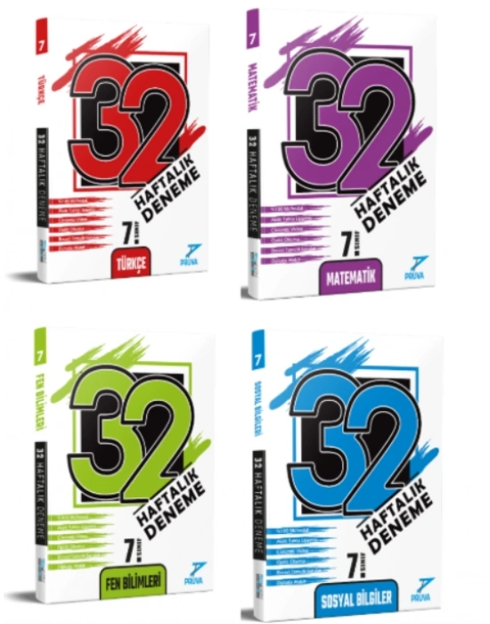 PRUVA AKADEMİ YAYINLARI 7.SINIF 32 HAFTA TÜRKÇE+MATEMATİK+FEN BİLİMLERİ+SOSYAL BİLGİLER DENEME