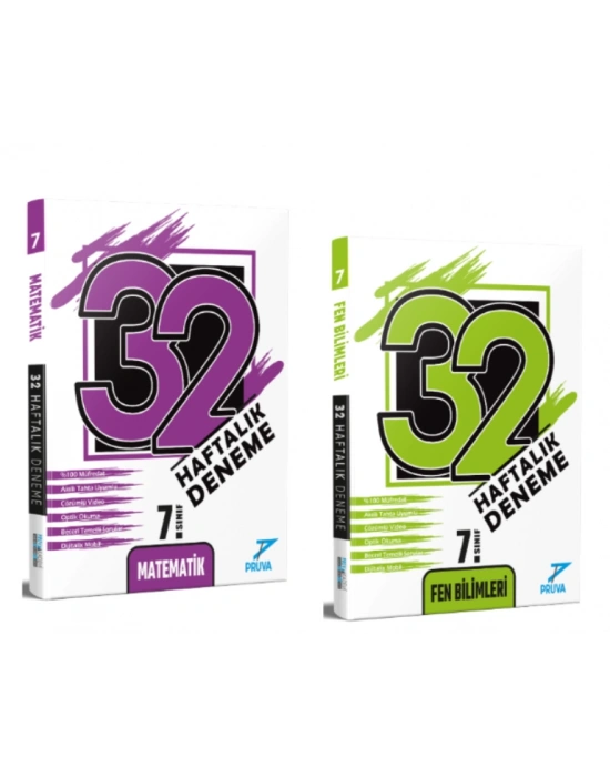 PRUVA AKADEMİ YAYINLARI 7.SINIF 32 HAFTA MATEMATİK+FEN BİLİMLERİ DENEME