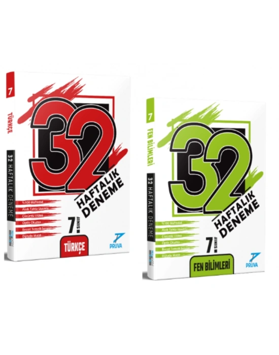 PRUVA AKADEMİ YAYINLARI 7.SINIF 32 HAFTA TÜRKÇE+FEN BİLİMLERİ DENEME