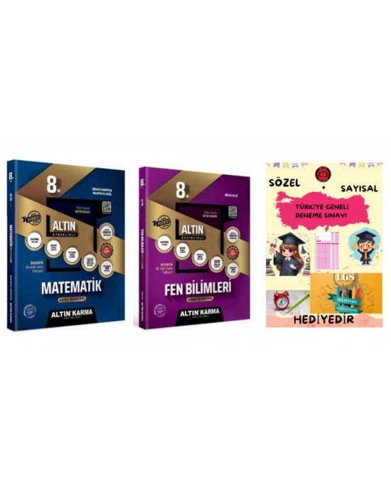 ALTIN KARMA YAYINLARI 8.SINIF MATEMATİK + FEN BİLİMLERİ ETKİNLİKLİ SORU BANKASI + HEDİYE