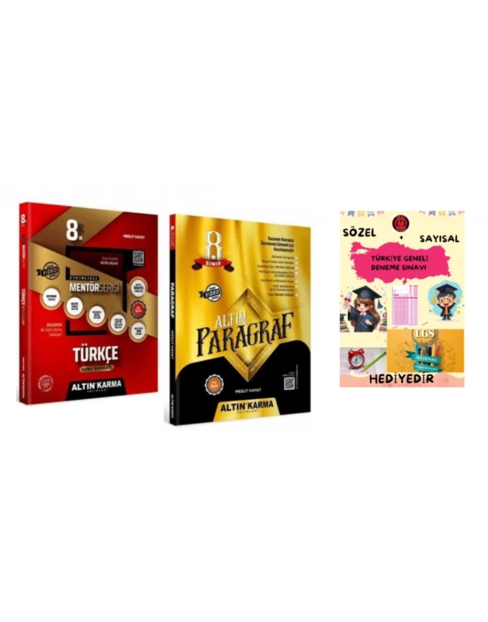 ALTIN KARMA YAYINLARI 8.SINIF TÜRKÇE ETKİNLİKLİ SORU BANKASI + PARAGRAF SORU BANKASI + HEDİYE