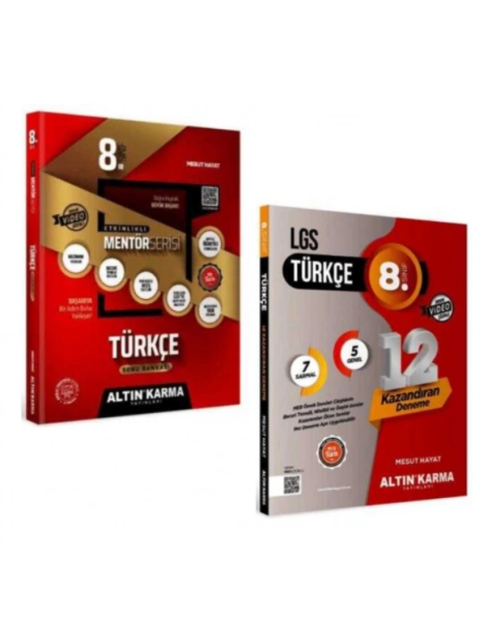 ALTIN KARMA YAYINLARI 8.SINIF TÜRKÇE ETKİNLİKLİ SORU BANKASI+TÜRKÇE 12Lİ SARMAL DENEME SINAVI