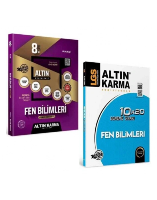 ALTIN KARMA YAYINLARI 8.SINIF FEN BİLİMLERİ ETKİNLİKLİ SORU BANKASI+FEN BİLİMLERİ 10X20 DENEME SINAVI