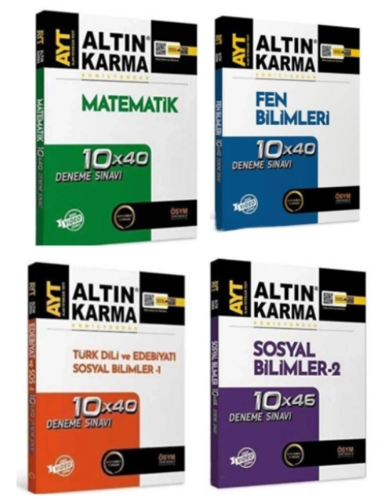 ALTIN KARMA YAYINLARI AYT MATEMATİK+FEN BİLİMLEİ + TÜRKDİLİ EDEBİYATI VE SOSYAL BİLİMLER +SOSYAL BİLİMLER 2 DENEME
