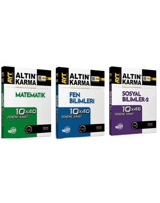 ALTIN KARMA YAYINLARI AYT MATEMATİK+FEN BİLİMLEİ + SOSYAL BİLİMLER 2 40LI DENEME
