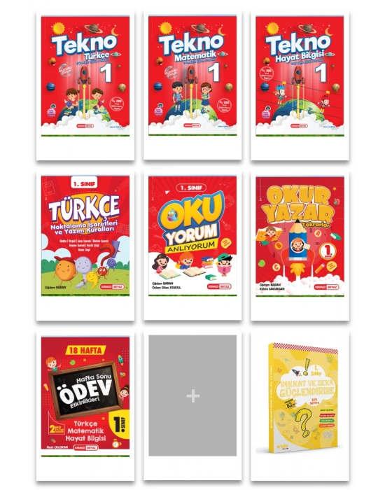 KIRMIZI BEYAZ YAYINLARI 2024-2025 1.SINIF 2.DÖNEM 7Lİ KİTAP SETİ +DİKKAT VE ZEKA GÜÇLENDİRME ZOR SEVİYE