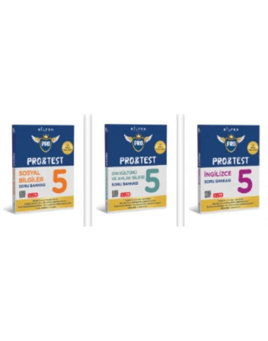 BİLFEN YAYINCILIK 5.SINIF PRO&TEST  SOSYAL BİLGİLER+DİN KÜLTÜRÜ+İNGİLİZCE SORU BANKASI SETİ
