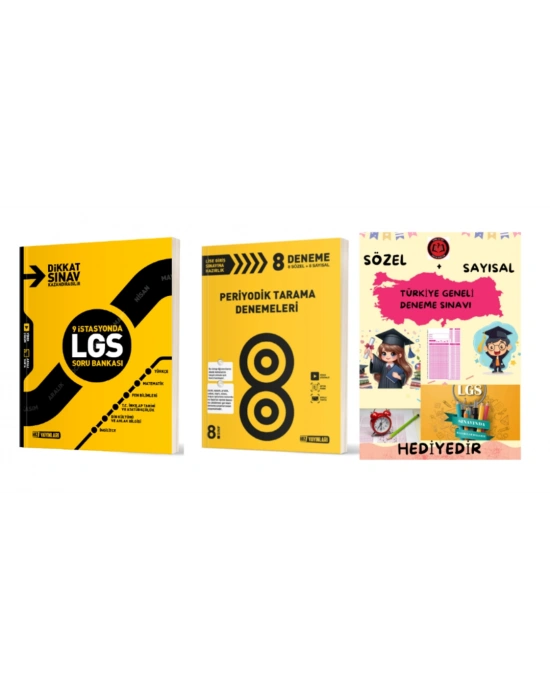 HIZ YAYINLARI 9 İSTASYONDA LGS TÜM DERSLER SORU BANKASI + LGS PERİYOTİK 8Lİ GENEL DENEME + HEDİYE