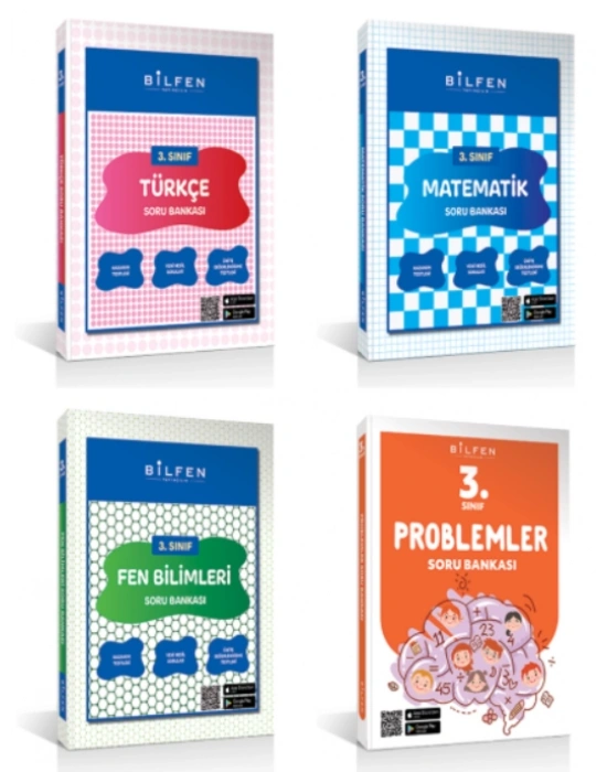 BİLFEN YAYINCILIK 3.SINIF TÜRKÇE-MATEMATİK-FEN BİLİMLERİ-PROBLEMLER SORU BANKASI
