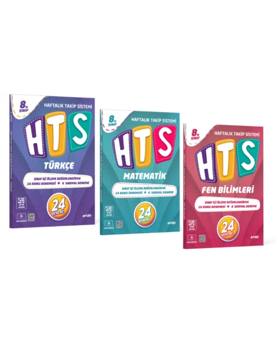 ARTIBİR YAYINLARI LGS 8.SINIF HTS TÜRKÇE - MATEMATİK - FEN BİLİMLERİ HAFTALIK TAKİP SİSTEMİ 24 DENEME
