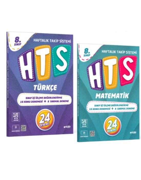ARTIBİR YAYINLARI LGS 8.SINIF HTS TÜRKÇE - MATEMATİK HAFTALIK TAKİP SİSTEMİ 24 DENEME