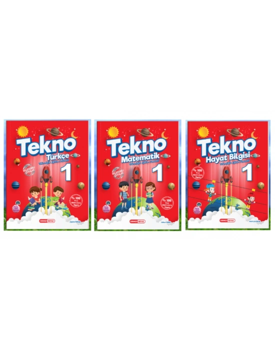 KIRMIZI BEYAZ YAYINLARI 1.SINIF 2.DÖNEM TEKNO TÜRKÇE - MATEMATİK - HAYAT BİLGİSİ 3LÜ SET