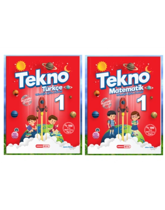 KIRMIZI BEYAZ YAYINLARI 1.SINIF 2.DÖNEM TEKNO TÜRKÇE - MATEMATİK 2Lİ SET