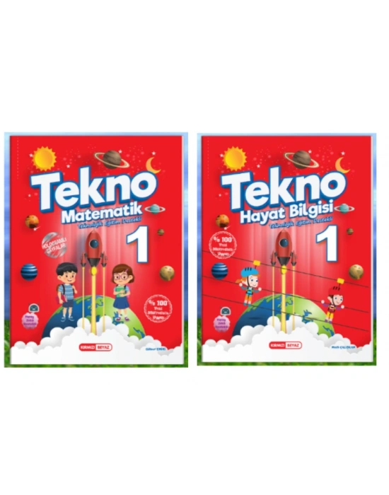 KIRMIZI BEYAZ YAYINLARI 1.SINIF 2.DÖNEM TEKNO MATEMATİK - HAYAT BİLGİSİ 2Lİ SET