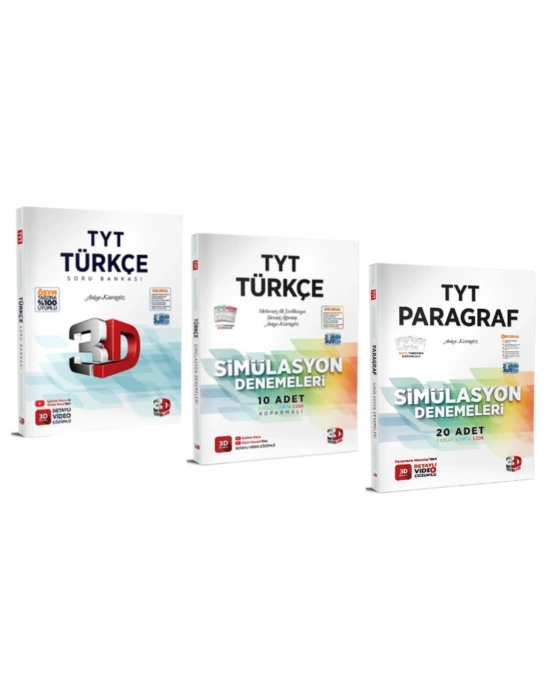 3D YAYINLARI TYT TÜRKÇE SORU BANKASI - TYT TÜRKÇE SİMÜLASYON DENEME - TYT PARAGRAF SİMÜLASYON DENEME