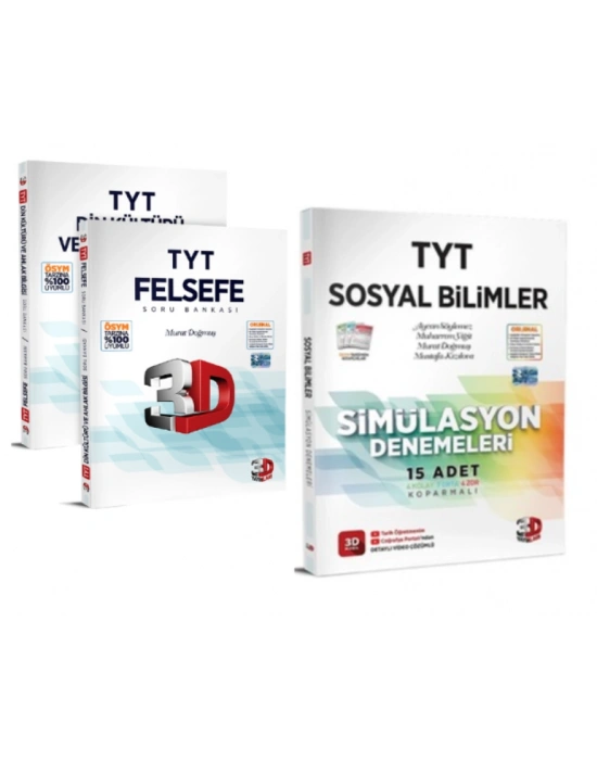 3D YAYINLARI TYT FELSEFE VE DİN KÜLTÜRÜ SORU BANKASI - TYT SOSYAL BİLİMLER SİMÜLASYON DENEME