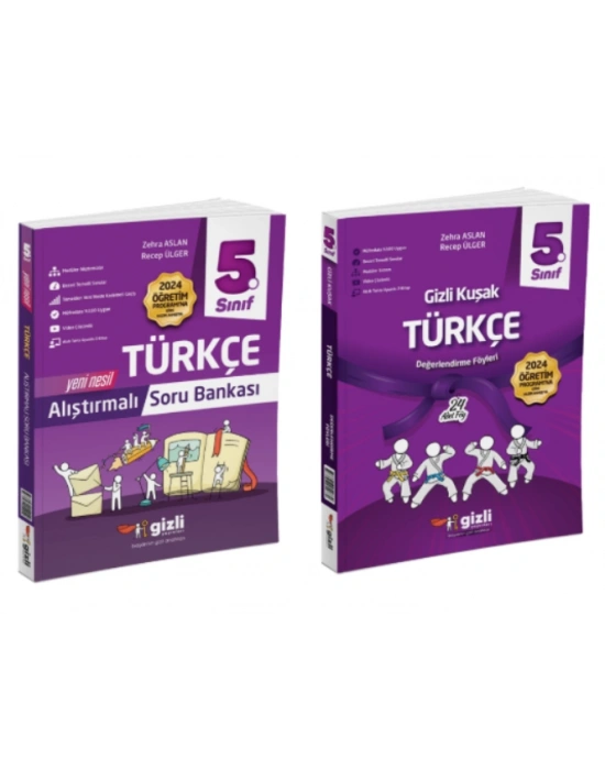 GİZLİ YAYINLARI 5.SINIF TÜRKÇE ALIŞTIRMALI SORU BANKASI - TÜRKÇE GİZLİ KUŞAK DEĞERLENDİRME FÖYLERİ