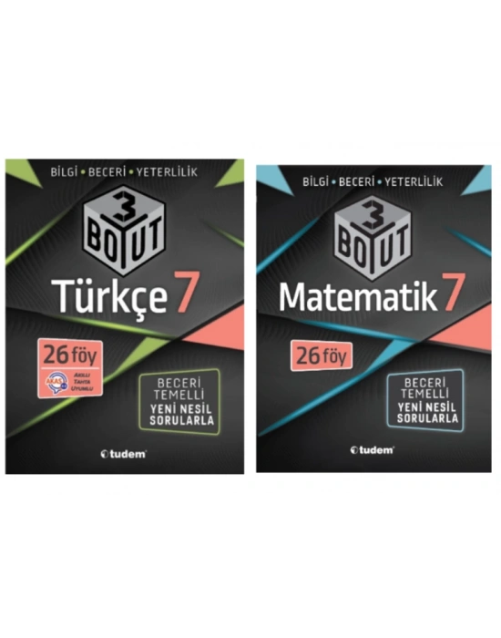 TUDEM YAYINLARI 7.SINIF 3 BOYUT TÜRKÇE - MATEMATİK  BECERİ TEMELLİ SORU BANKASI
